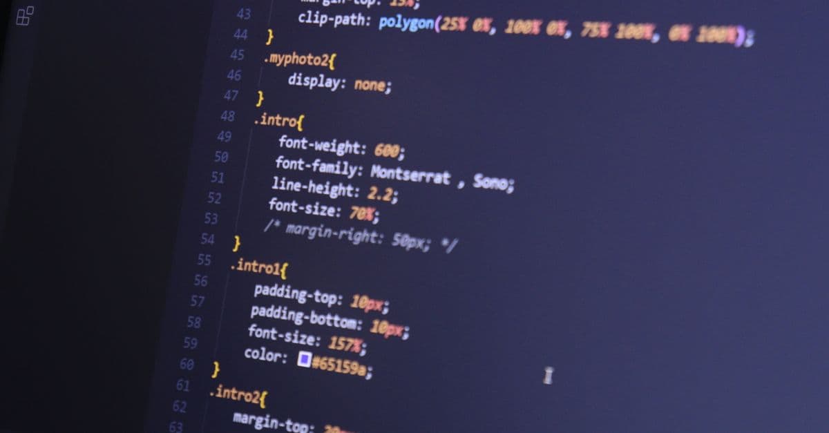 Focused shot of HTML and CSS code on a monitor for web development.