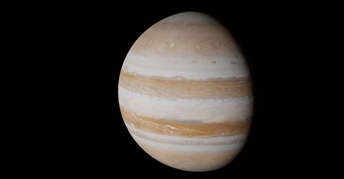 High-resolution image of Jupiter adorned with its iconic bands against a black background.