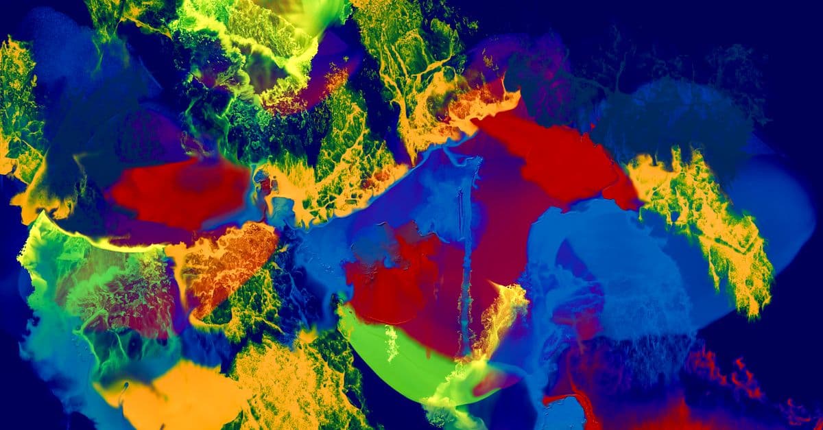 A vivid abstract painting with bold colors and dynamic textures, showcasing expressionism.