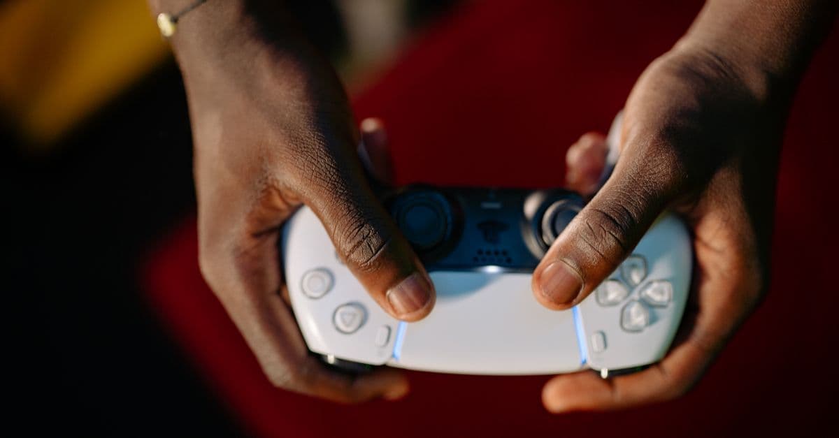Close-up view of hands gripping a wireless gaming controller.