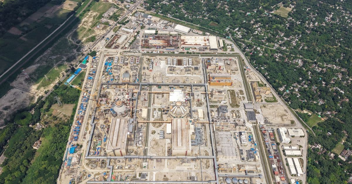 An aerial shot of the Rooppur Nuclear Power Plant under construction in Bangladesh.