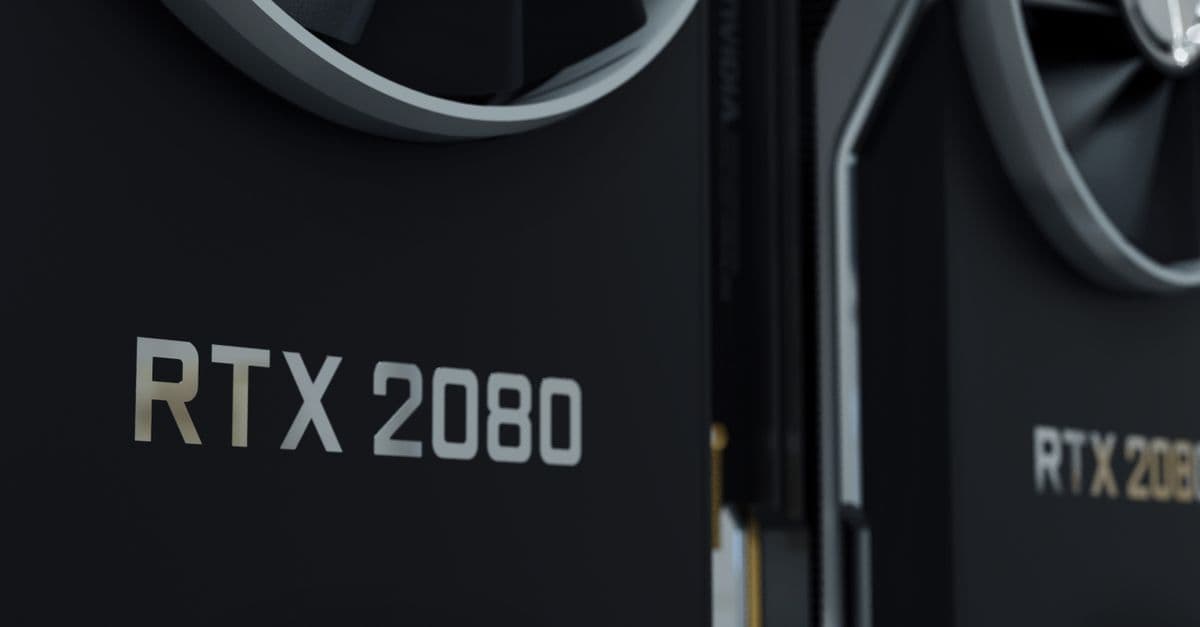 Close-up image of an RTX 2080 GPU, highlighting modern and sleek design.