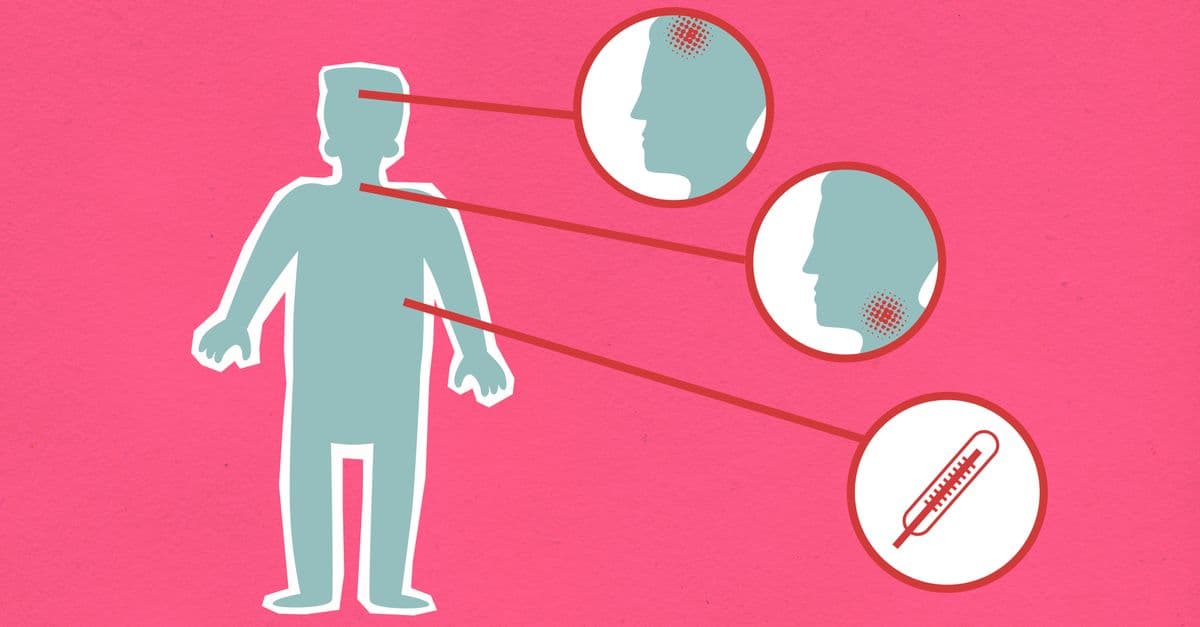 Cardboard appliques of person and round shaped illustrations with bacteria representing vulnerable areas of body during COVID 19 pandemic