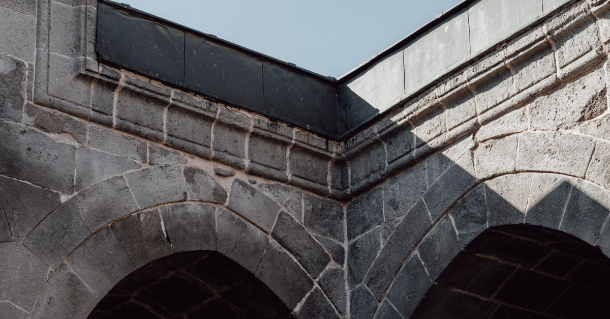 Close-up of stone arches showcasing historical architecture in Kayseri, Türkiye.