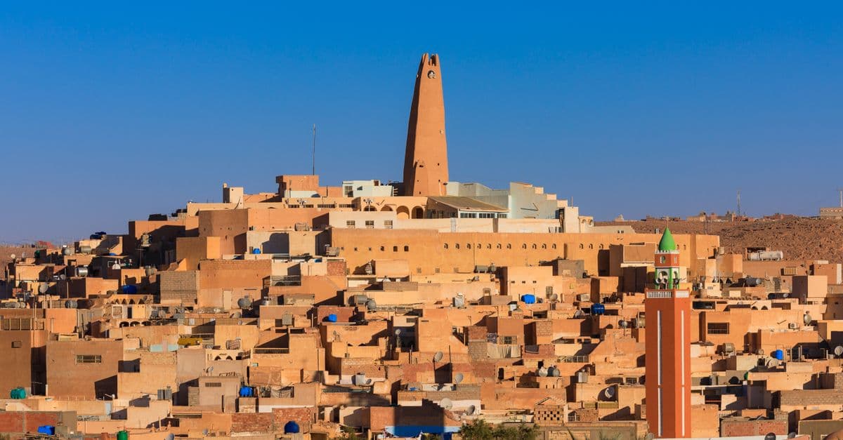 View of the architectural beauty of Ghardaïa, famous for its unique M'zab Valley structures.