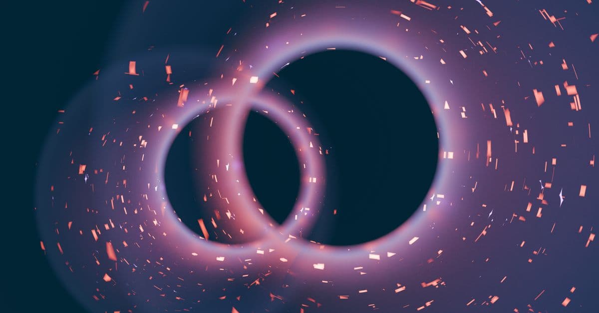 Dynamic 3D digital art featuring vibrant cosmic swirls and particles in a mesmerizing abstract design.
