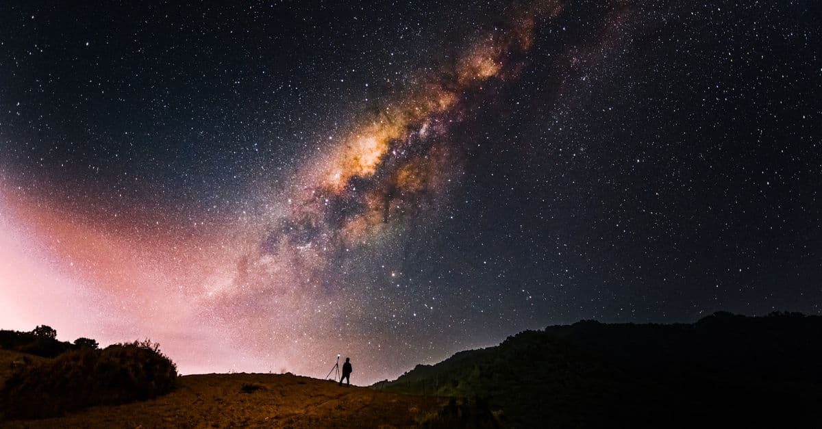A breathtaking view of the Milky Way galaxy illuminating the night sky in East Java, Indonesia.