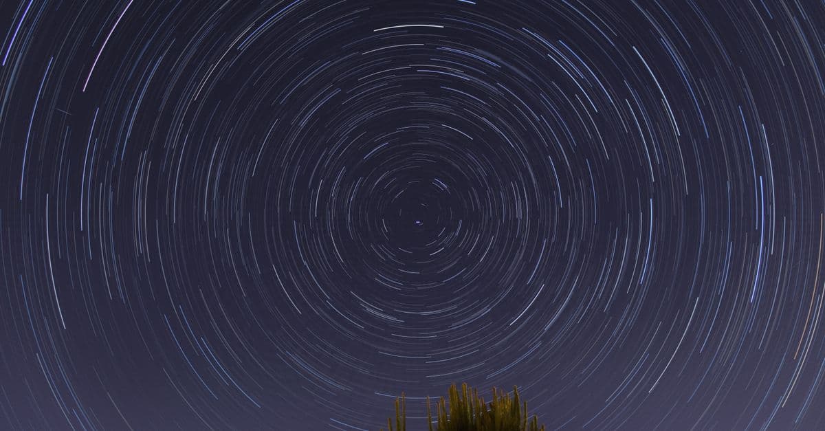 Captivating long-exposure photograph of star trails forming circular patterns in the night sky.